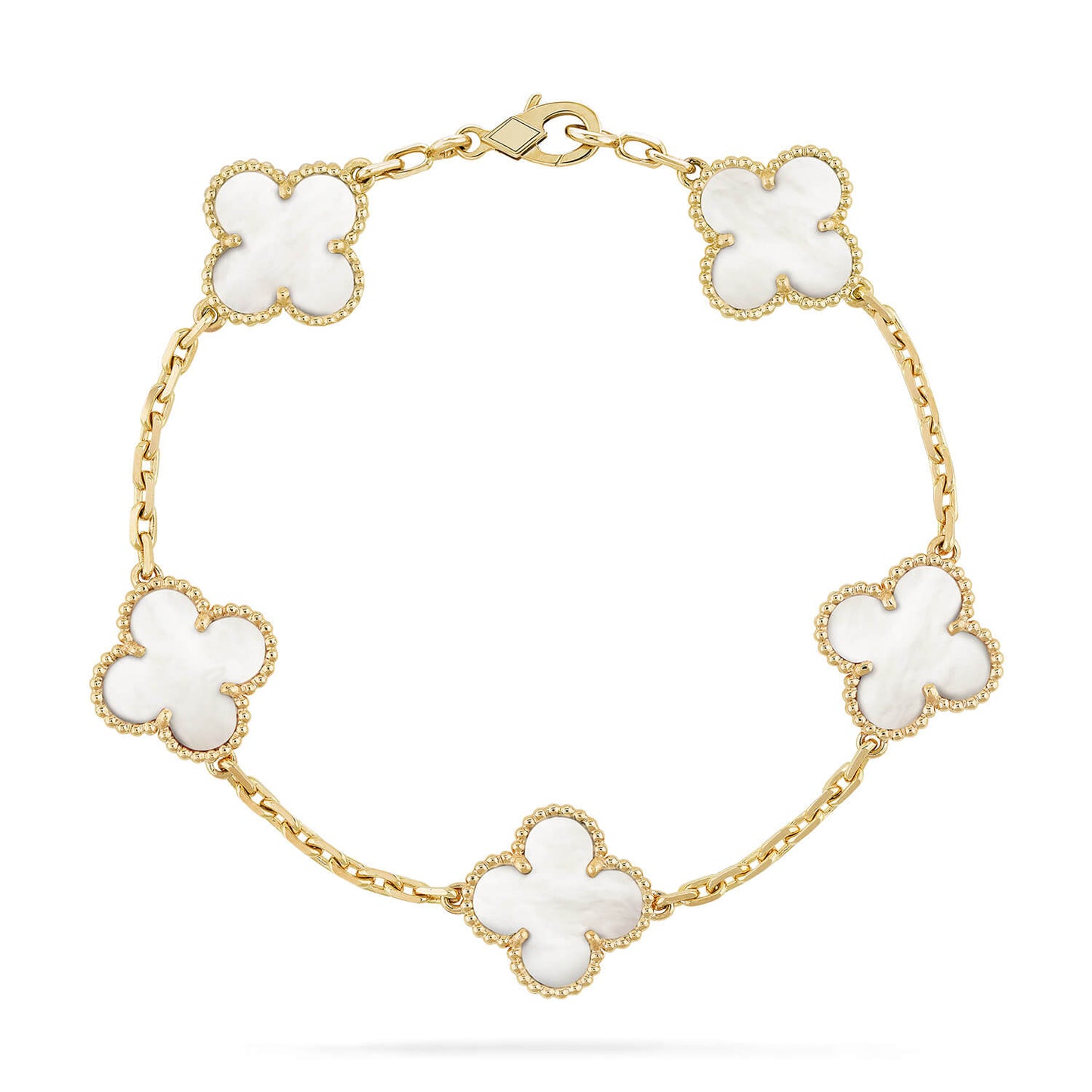 [💎ROSE💎]CLOVER  5 MOTIF WHITE MOP BRACELET