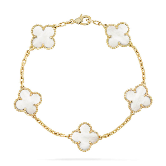 [💎ROSE💎]CLOVER  5 MOTIF WHITE MOP BRACELET