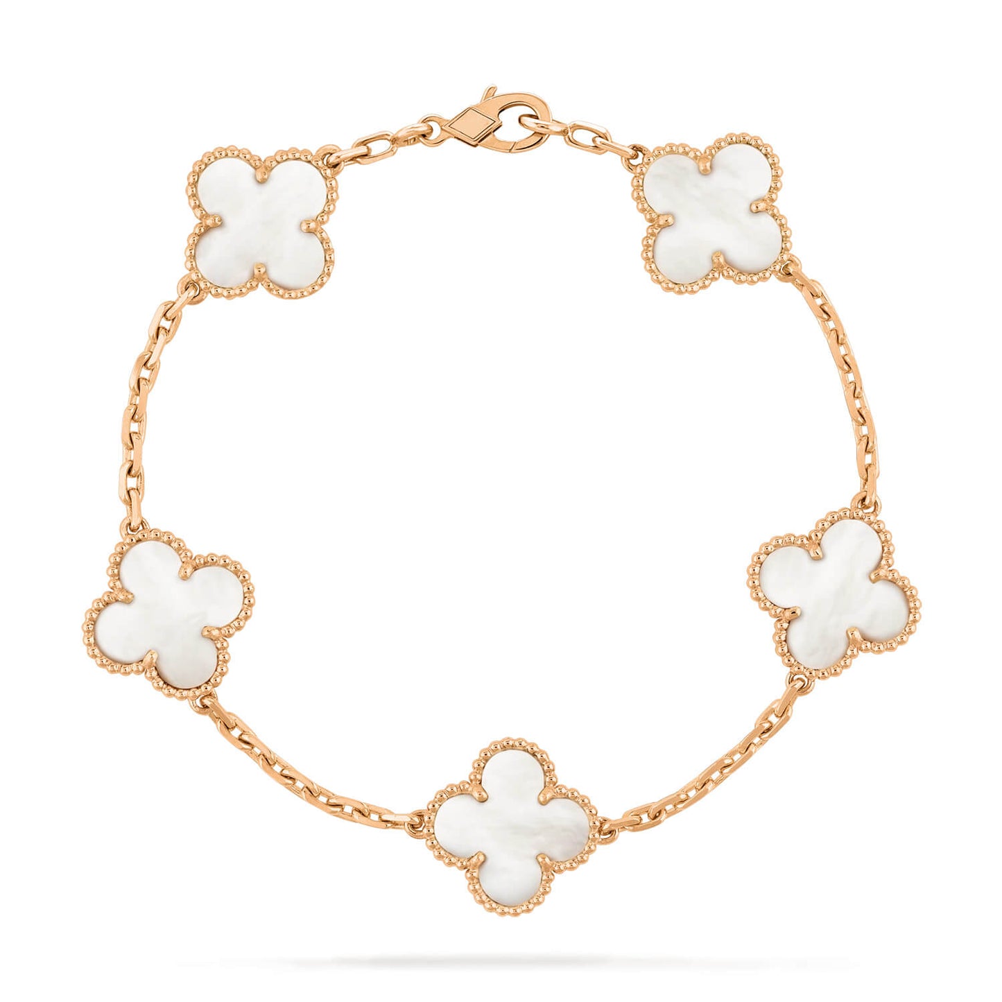 [💎ROSE💎]CLOVER  5 MOTIF WHITE MOP BRACELET