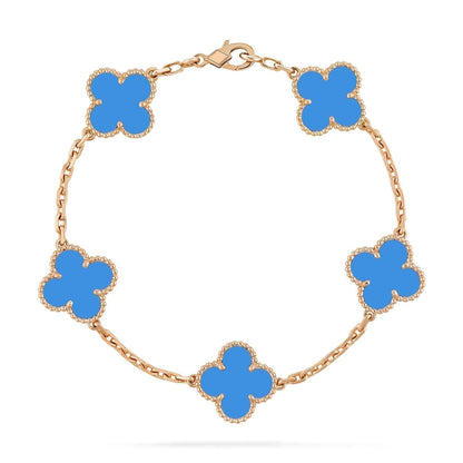 [Rose Tomorrow]CLOVER 5 MOTIFS BLUE AGATE BRACELET