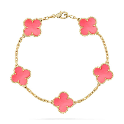 [💎ROSE💎]CLOVER 5 PINK MOP BRACELET