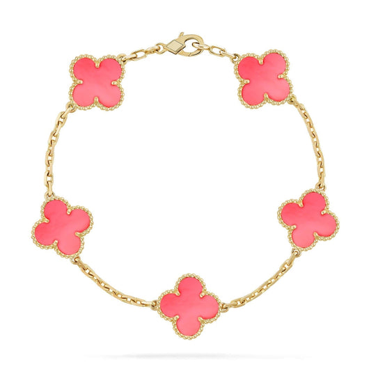 [💎ROSE💎]CLOVER 5 PINK MOP BRACELET