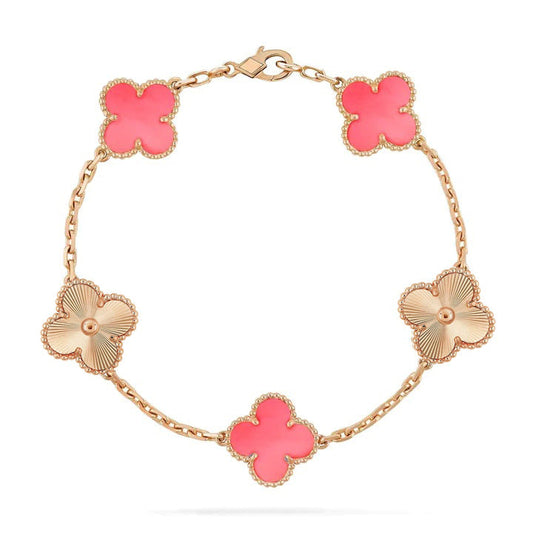 [💎ROSE💎]CLOVER BRACELET 5 MOTIF PINK AND PINK GOLD