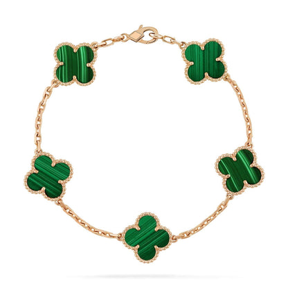 [Rose Tomorrow]CLOVER 5 MOTIFS MALACHITE BRACELET