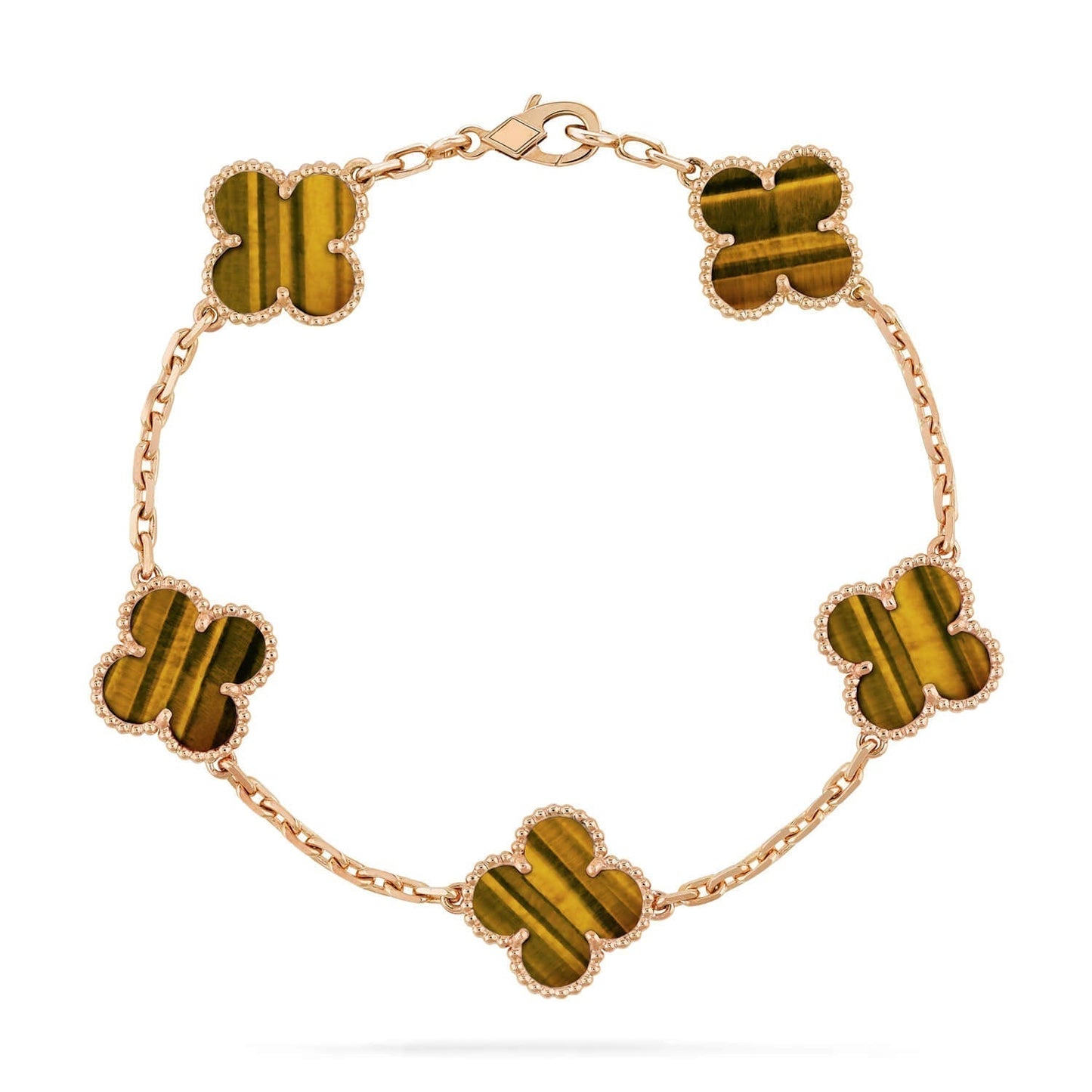 [Rose Tomorrow]CLOVER  5 MOTIFS TIGER EYE BRACELET