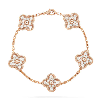 [Rose Tomorrow]CLOVER 5 MOTIFS  FULL DIAMOND BRACELET