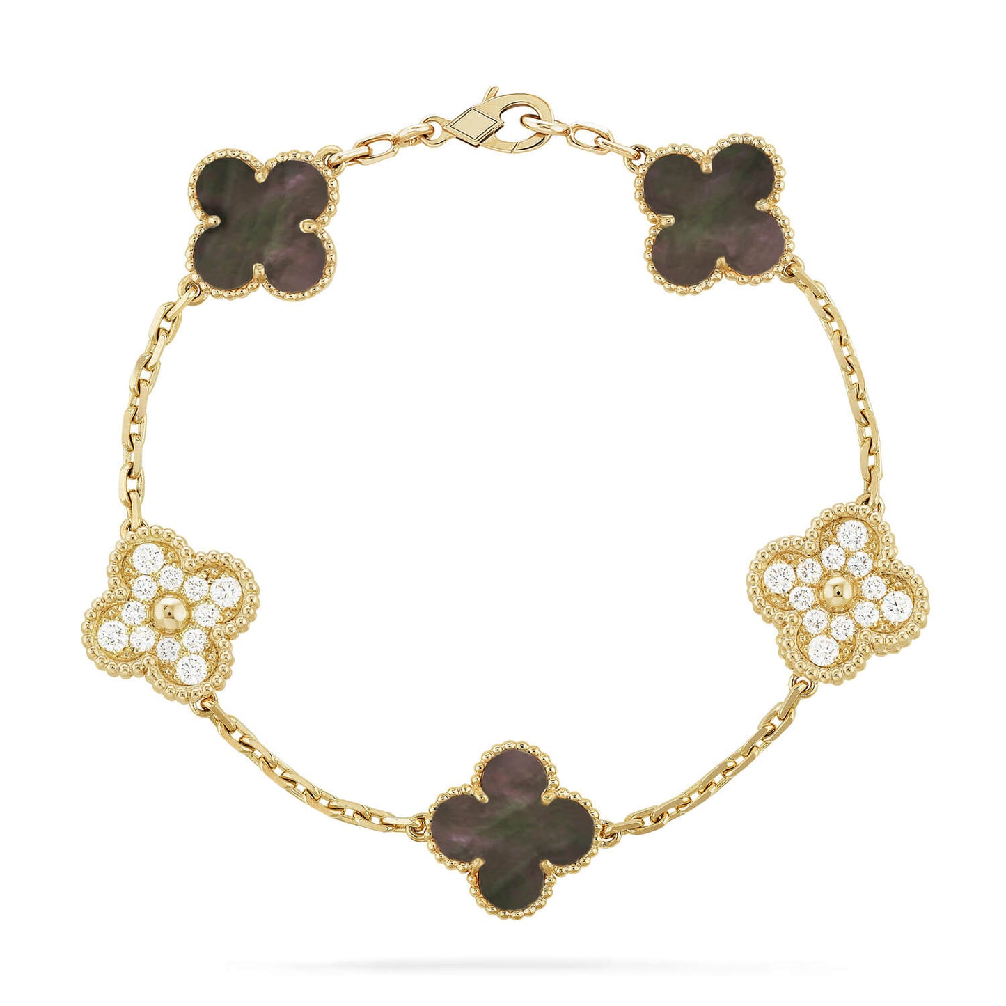 [💎ROSE💎]CLOVER 5 MOTIF GRAY MOP DIAMOND BRACELET