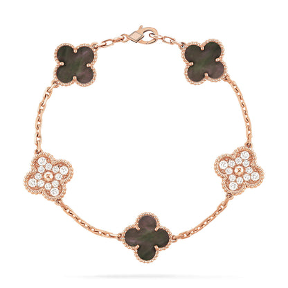 [💎ROSE💎]CLOVER 5 MOTIF GRAY MOP DIAMOND BRACELET