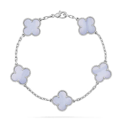 [Rose Tomorrow]CLOVER  5 MOTIF PURPLE CHALCEDONY BRACELET SILVER