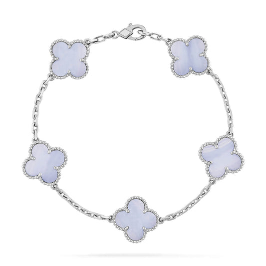 [Rose Tomorrow]CLOVER  5 MOTIF PURPLE CHALCEDONY BRACELET SILVER