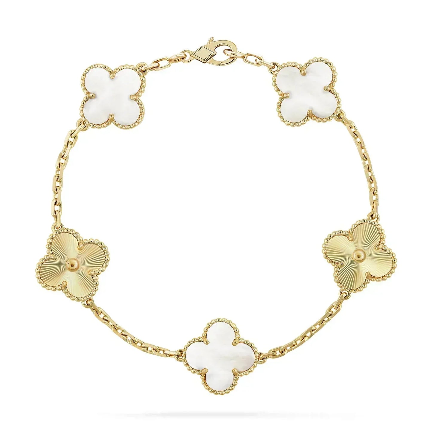 [Rose Tomorrow]CLOVER BRACELET 5 MOTIF WHITE MOP PINK GOLD