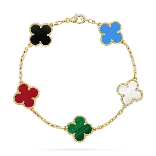 [💎ROSE💎]CLOVER 5 MOTIFS MULTICOLOR  BRACELET
