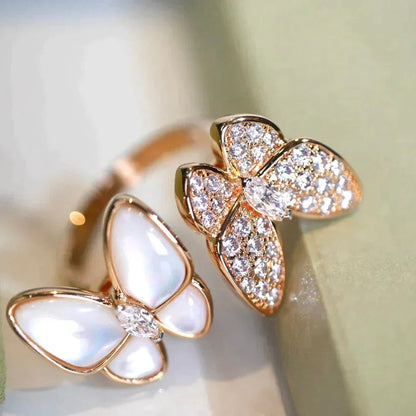 [Rose Tomorrow]TWIN BUTTERFLY DIAMOND MOP RING