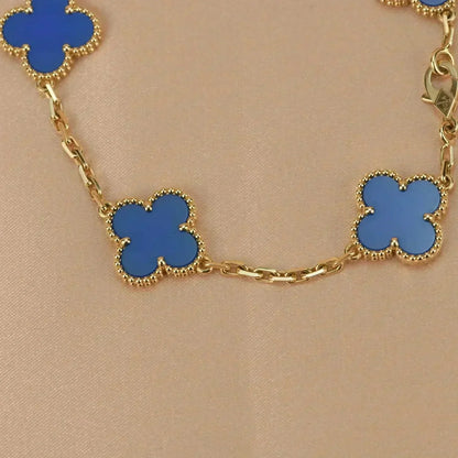 [Rose Tomorrow]CLOVER 5 MOTIFS BLUE AGATE BRACELET