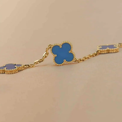 [Rose Tomorrow]CLOVER 5 MOTIFS BLUE AGATE BRACELET