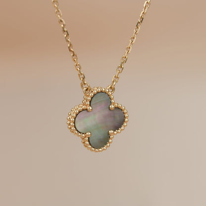 [Rose Tomorrow]CLOVER 15MM  GRAY MOTHER OF PEARL NECKLACE