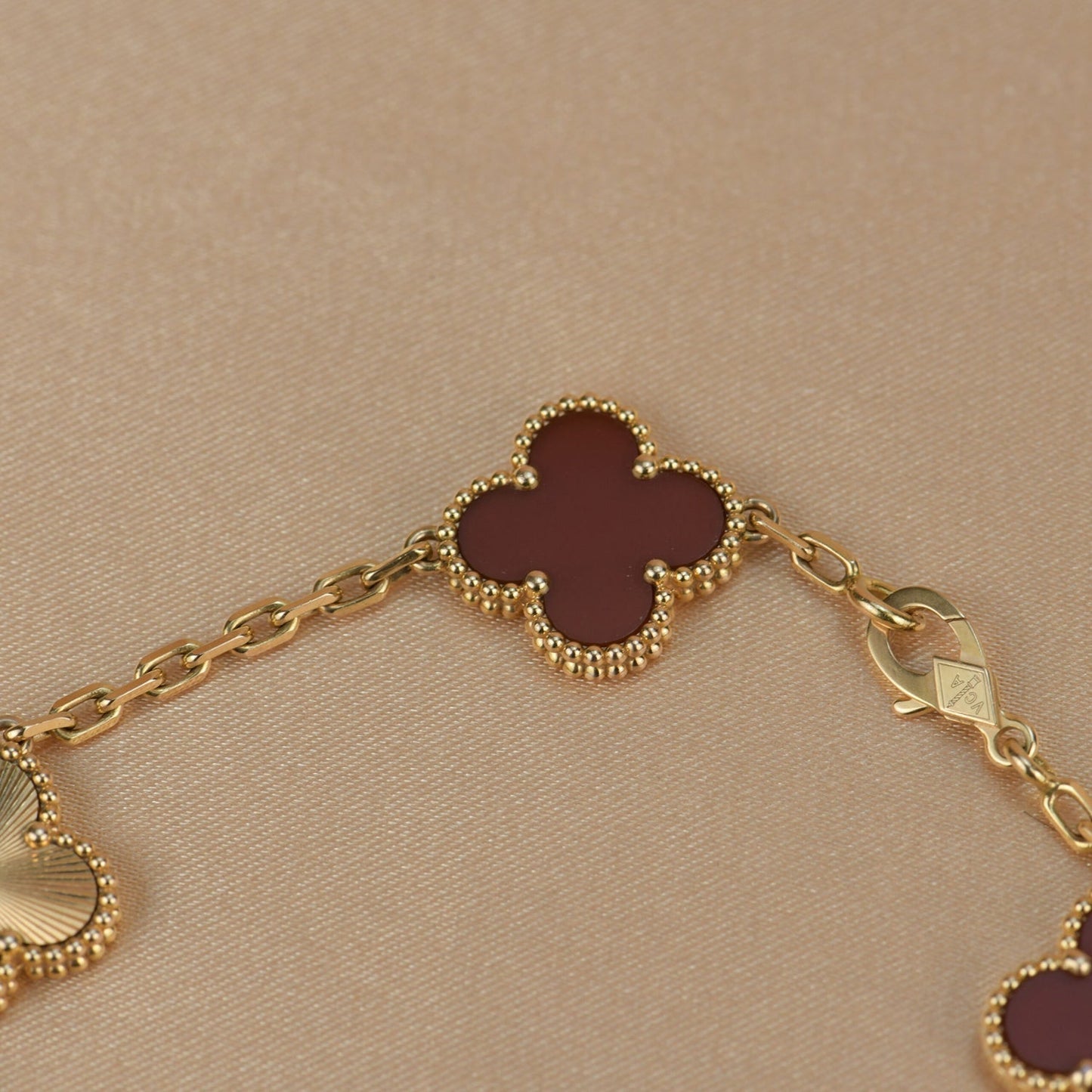 [💎ROSE💎]CLOVER  5 MOTIFS CARNELIAN GOLD BRACELET