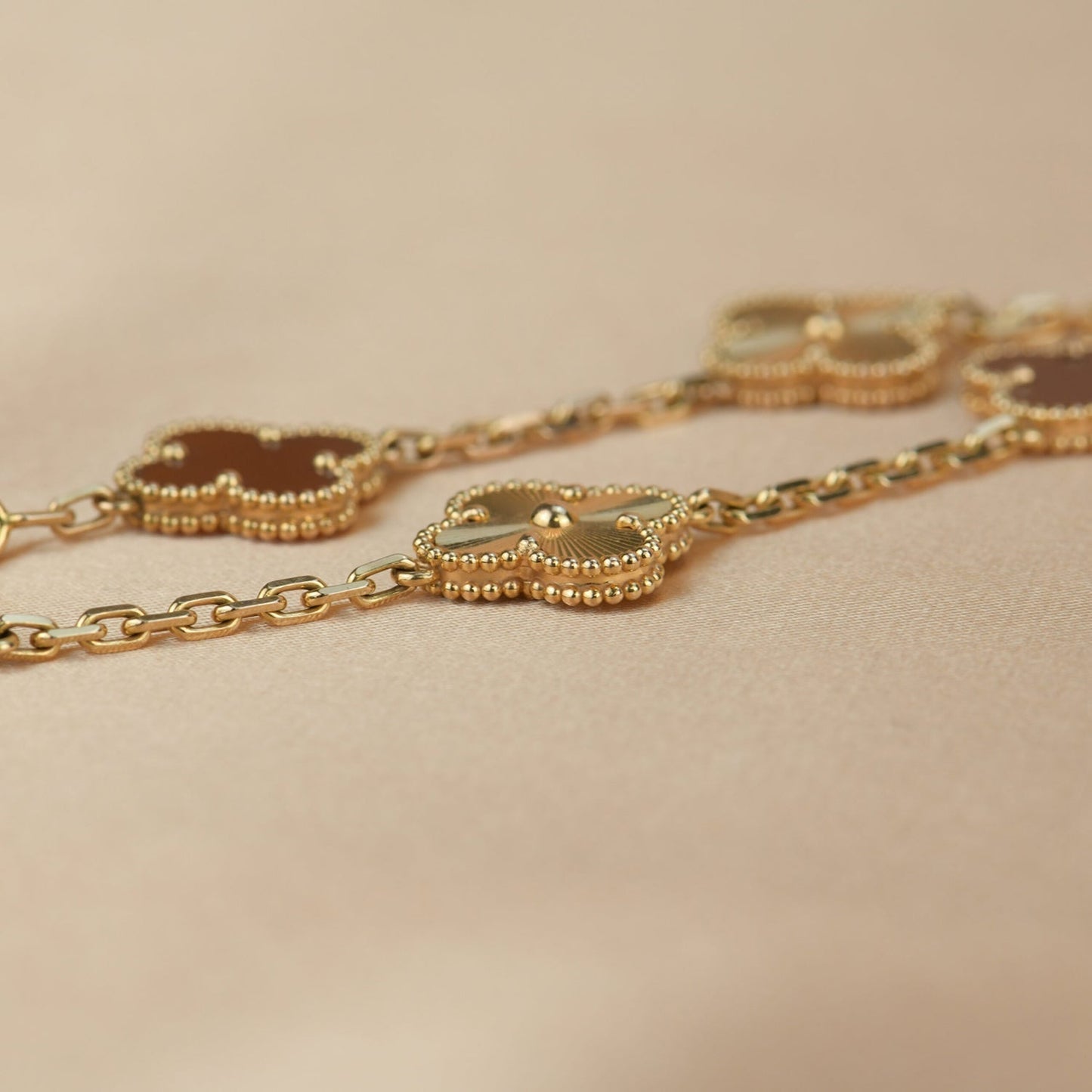 [💎ROSE💎]CLOVER  5 MOTIFS CARNELIAN GOLD BRACELET