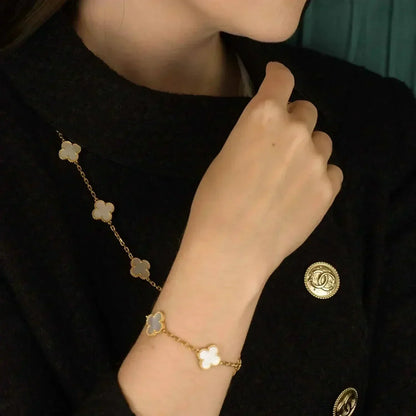 [Rose Tomorrow]CLOVER  5 MOTIF WHITE MOP BRACELET