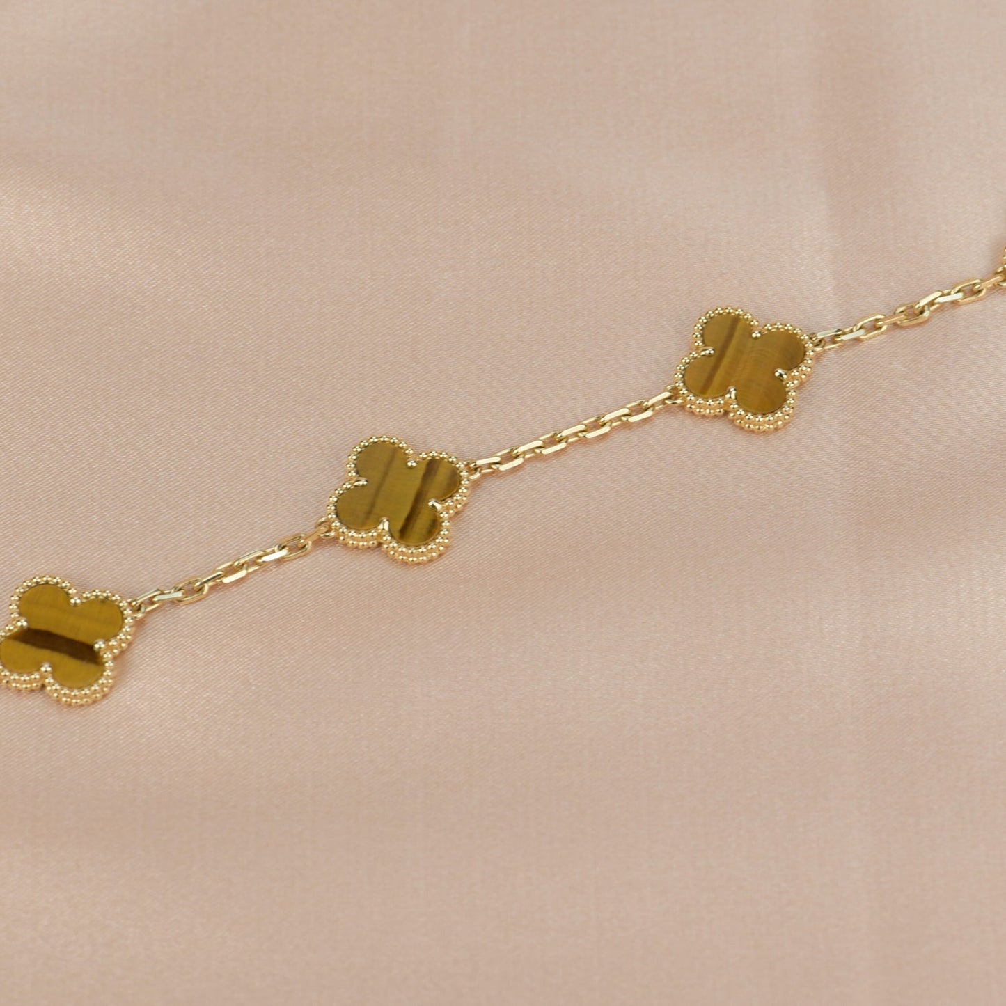 [Rose Tomorrow]CLOVER  5 MOTIFS TIGER EYE BRACELET