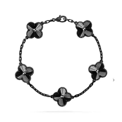 [Rose Tomorrow]CLOVER 5 MOTIF BLACK BRACELET