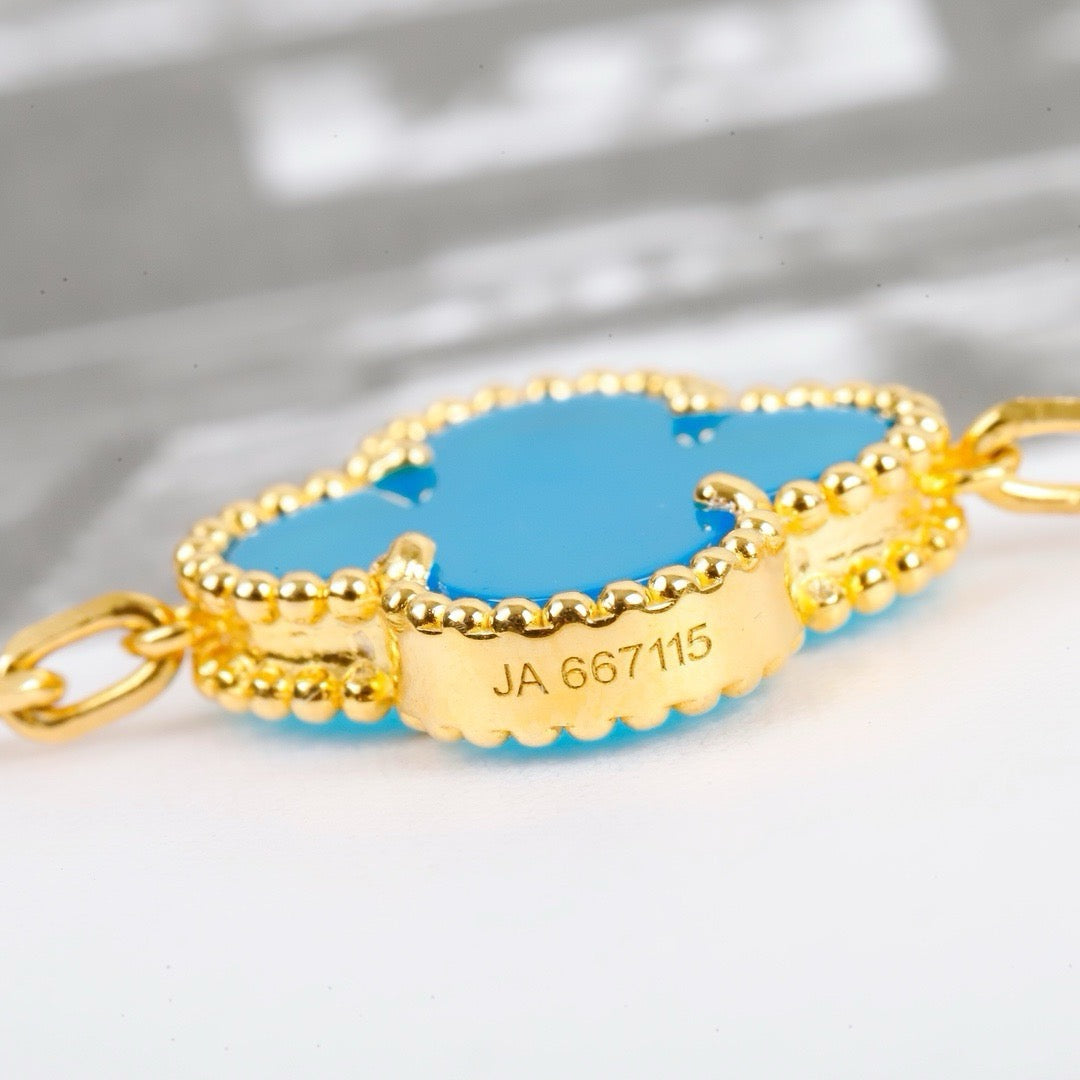 [Rose Tomorrow]CLOVER 5 MOTIFS TURQUOISE BRACELET