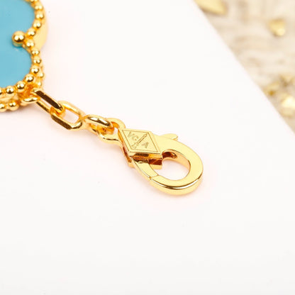 [Rose Tomorrow]CLOVER 5 MOTIF TURQUOISE DIAMOND GOLD BRACELET