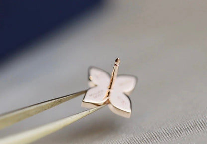 [Rose]STAR BLOSSOM STUD EARRINGS PINK GOLD DIAMONDS