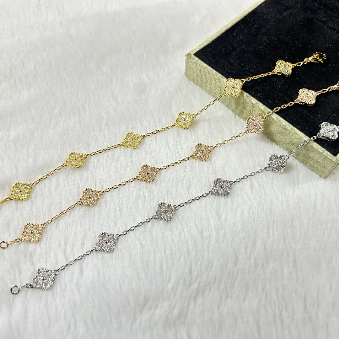 [💎ROSE💎]CLOVER 6 MOTIF DIAMOND BRACELET