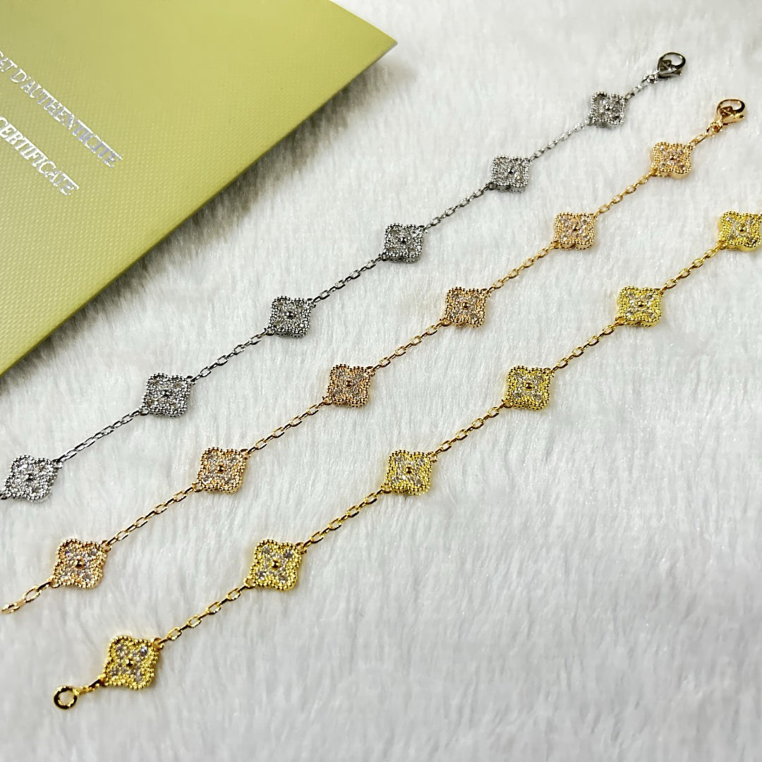 [💎ROSE💎]CLOVER 6 MOTIF DIAMOND BRACELET