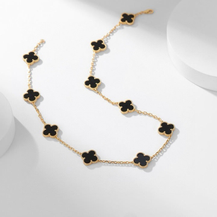 [Rose Tomorrow]CLOVER 10 MOTIFS ONYX NECKLACE