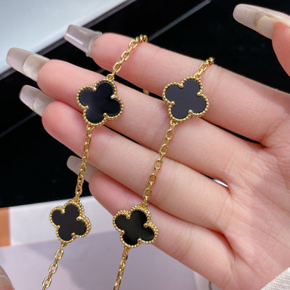 [Rose Tomorrow]CLOVER 10 MOTIFS ONYX NECKLACE