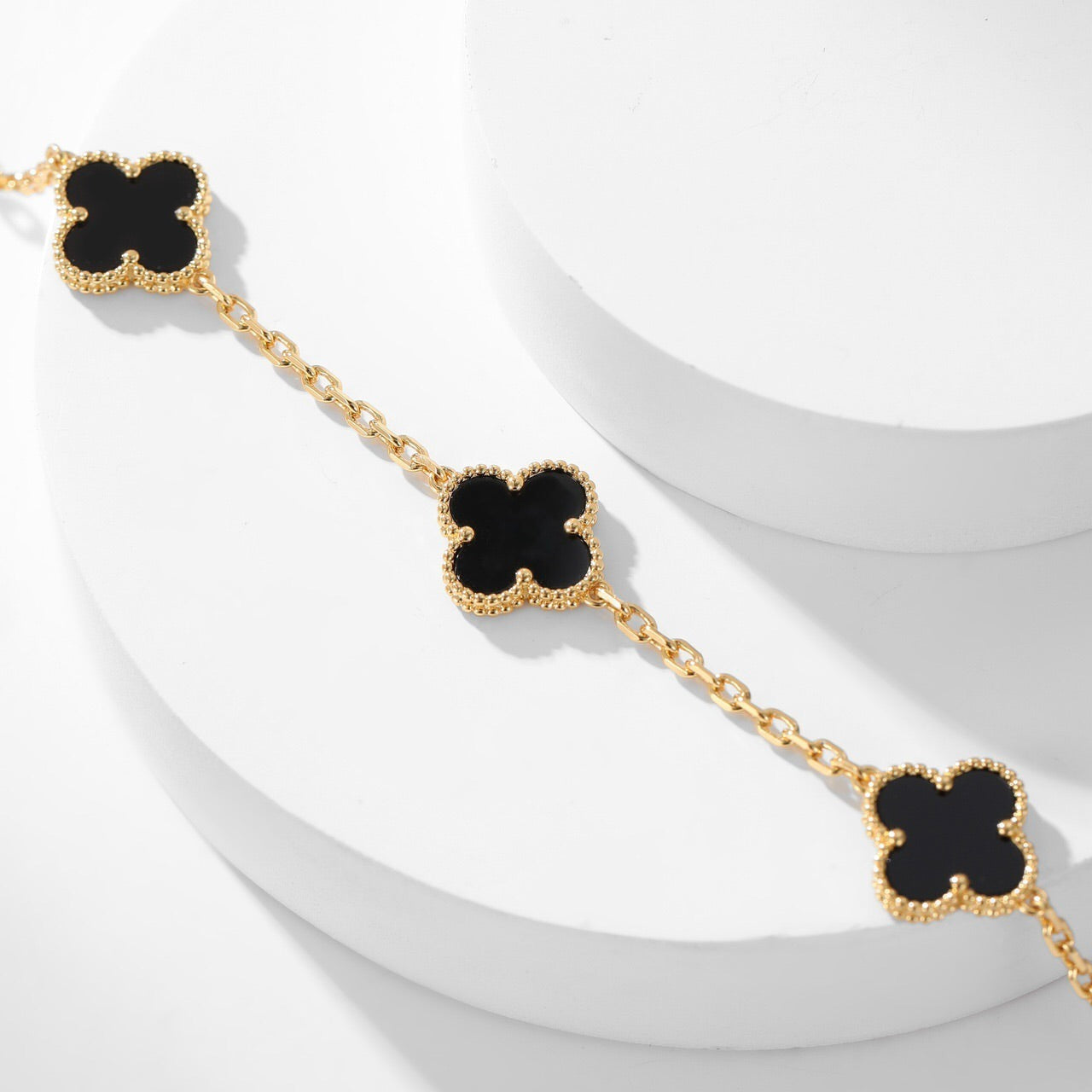 [Rose Tomorrow]CLOVER 10 MOTIFS ONYX NECKLACE