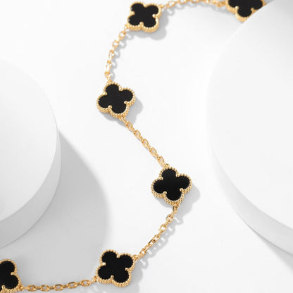 [Rose Tomorrow]CLOVER 10 MOTIFS ONYX NECKLACE