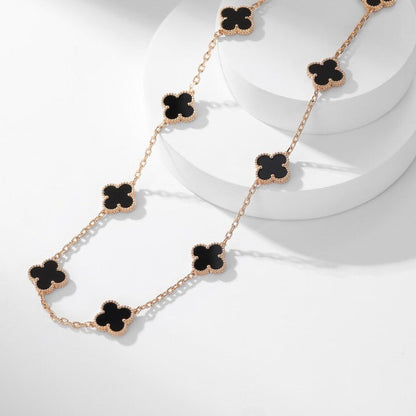 [Rose Tomorrow]CLOVER 10 MOTIFS ONYX NECKLACE