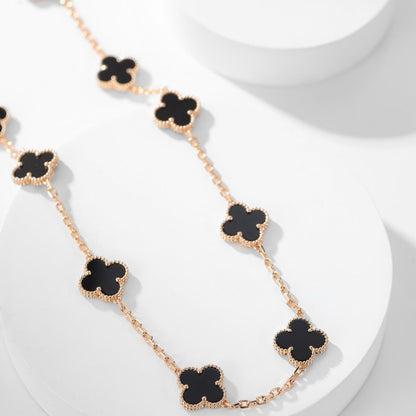 [Rose Tomorrow]CLOVER 10 MOTIFS ONYX NECKLACE