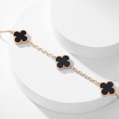 [Rose Tomorrow]CLOVER 10 MOTIFS ONYX NECKLACE