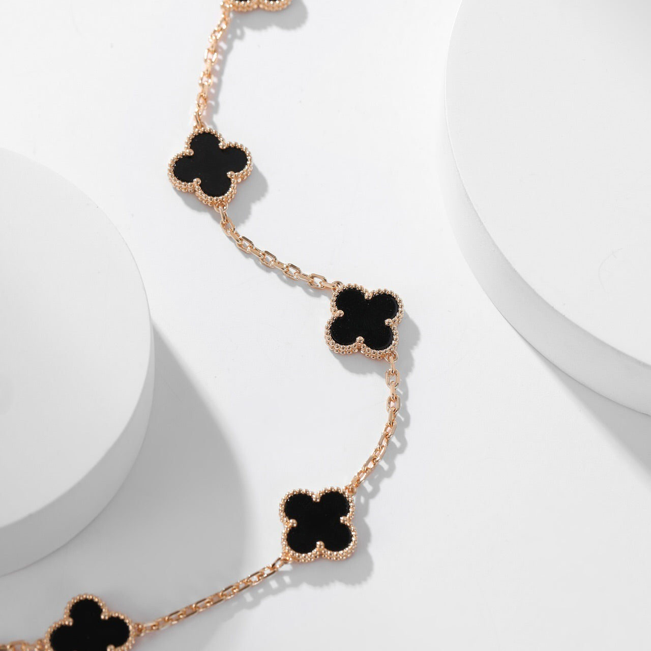 [Rose Tomorrow]CLOVER 10 MOTIFS ONYX NECKLACE