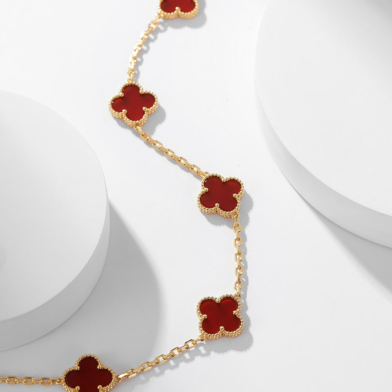 [Rose Tomorrow]CLOVER 10 MOTIFS CARNELIAN NECKLACE