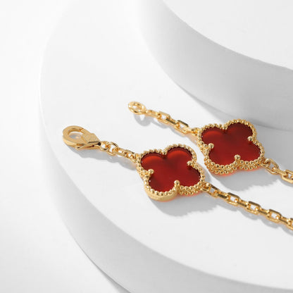 [Rose Tomorrow]CLOVER 10 MOTIFS CARNELIAN NECKLACE