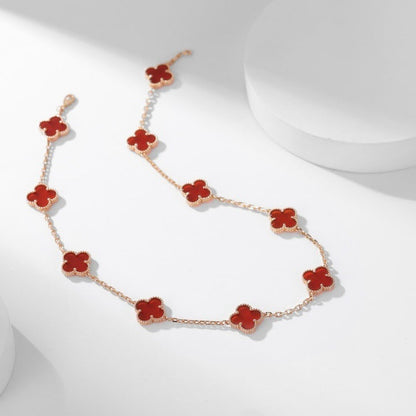 [Rose Tomorrow]CLOVER 10 MOTIFS CARNELIAN NECKLACE