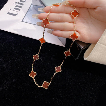 [Rose Tomorrow]CLOVER 10 MOTIFS CARNELIAN NECKLACE