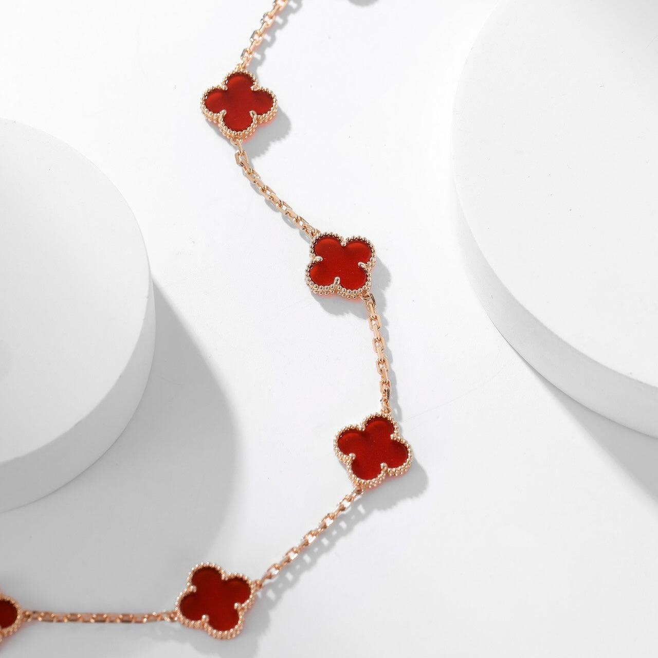 [Rose Tomorrow]CLOVER 10 MOTIFS CARNELIAN NECKLACE