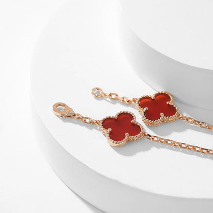 [Rose Tomorrow]CLOVER 10 MOTIFS CARNELIAN NECKLACE