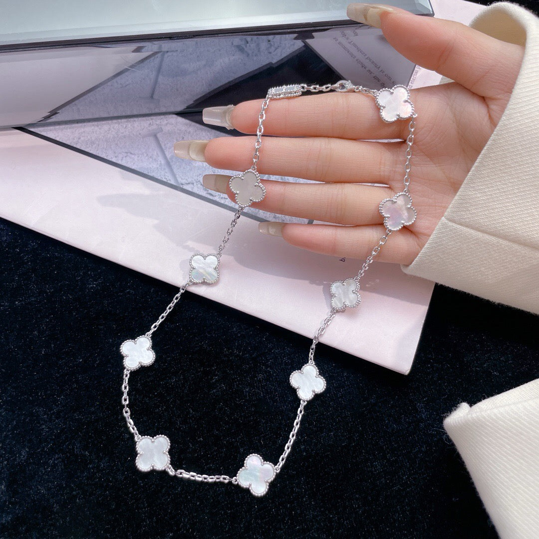 [Rose Tomorrow]CLOVER 10 MOTIFS WHITE MOTHER OF PEARL NECKLACE