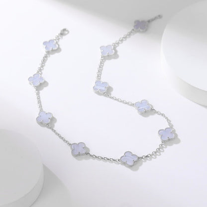 [Rose Tomorrow]CLOVER 10 MOTIFS PURPLE CHALCEDONY NECKLACE