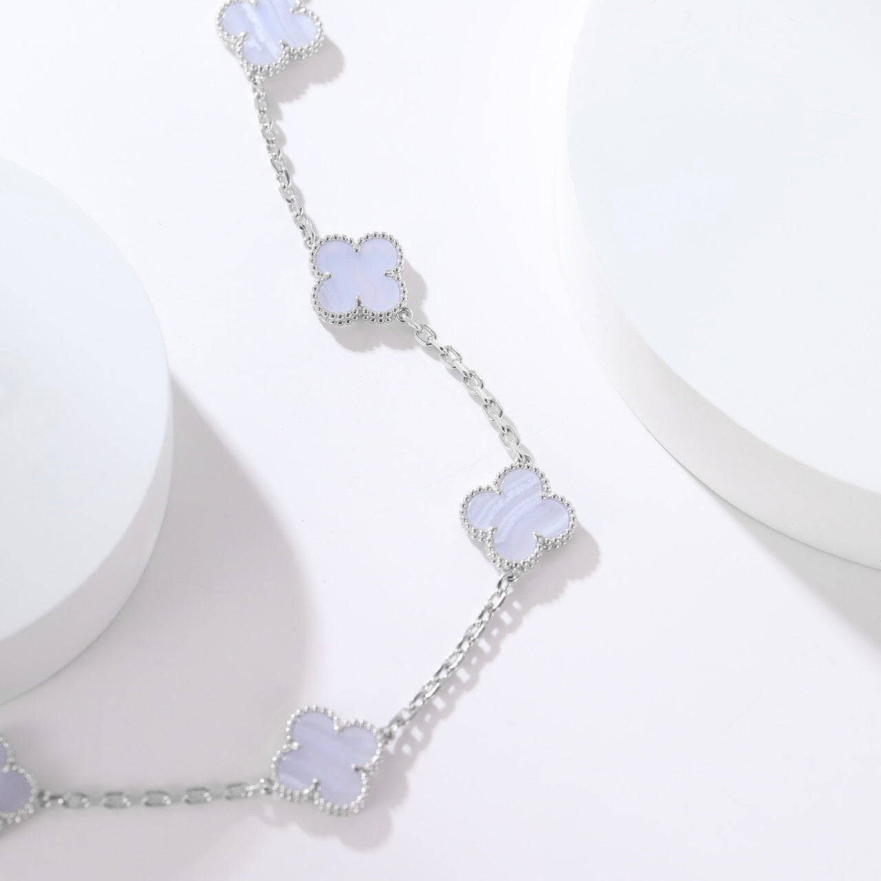 [Rose Tomorrow]CLOVER 10 MOTIFS PURPLE CHALCEDONY NECKLACE