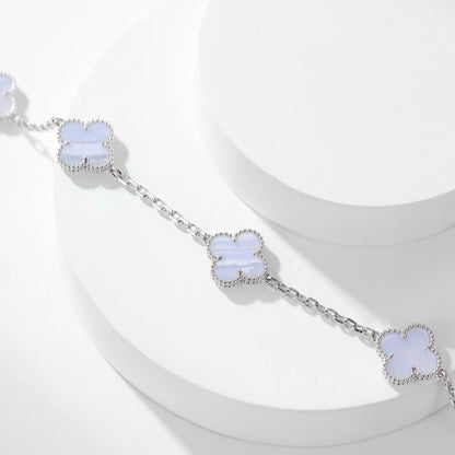 [Rose Tomorrow]CLOVER 10 MOTIFS PURPLE CHALCEDONY NECKLACE