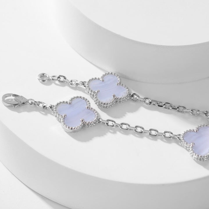 [Rose Tomorrow]CLOVER 10 MOTIFS PURPLE CHALCEDONY NECKLACE