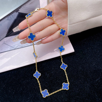 [Rose Tomorrow]CLOVER 10 MOTIFS BLUE AGATE NECKLACE